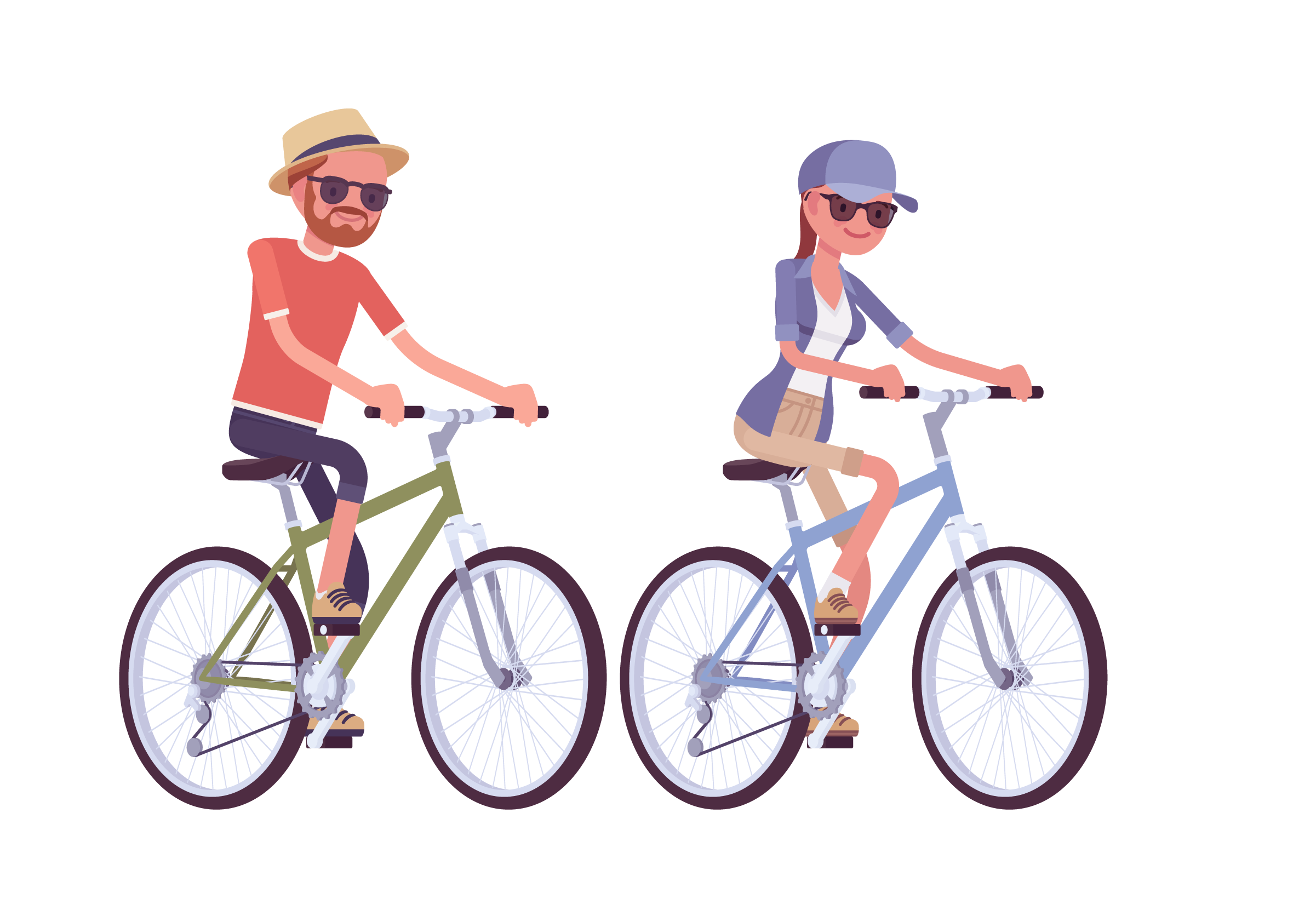 Twee poppetjes op de fiets, man en vrouw